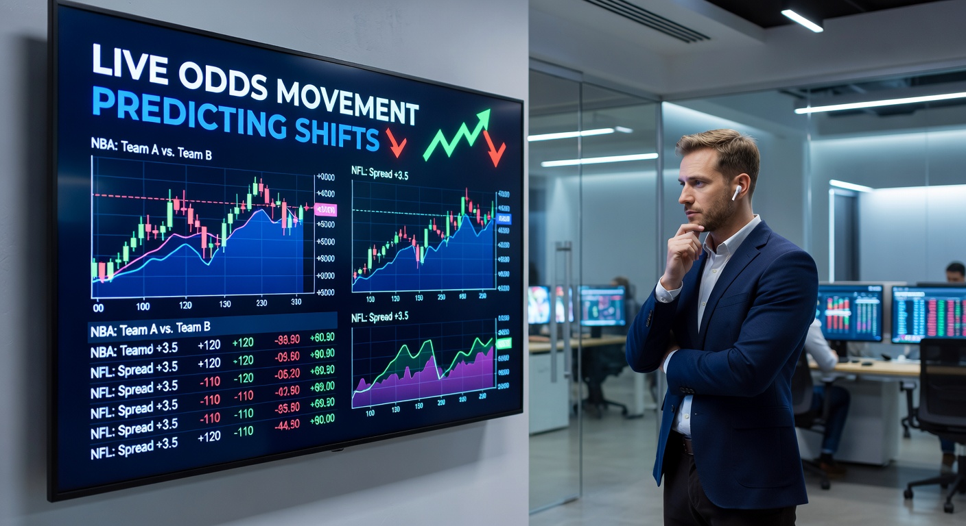 Grafik, die dynamische Veränderungen von Wettquoten während eines Live-Fußballspiels zeigt, mit steigenden und fallenden Linien in Echtzeit